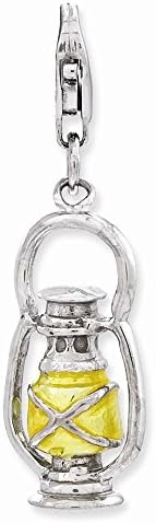 Sterling Silver 3-D Enameled Old Fashioned Lantern w/Lobster Clasp Charm