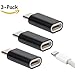 Arukas Compatible with Samsung Galaxy Note 8 S8 S8+ MacBook Pro Nexus 5X 6P Pixel &More, iOS Cable to USB-C Adapter, Lightning Female to Type C Male Adapter Charge and Sync Converter (3 pk Black)