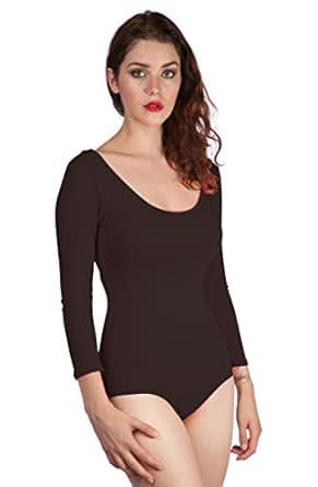 Casual Plain Skinny Scoop Neck Long Sleeve Black Scoop Back Solid Bodysuit