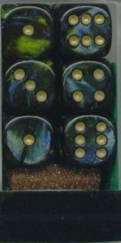 D6 16mm Jade w/Gold (12)