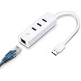 TP-Link USB 3.0 to Ethernet Adapter, Portable 3-port USB Hub with 1 Gigabit RJ45 Ethernet Port Laptop Network Adapter, Supports Win 7/8/8.1/10, Mac OS X (10.6-10.14), Linux OS and Chrome OS