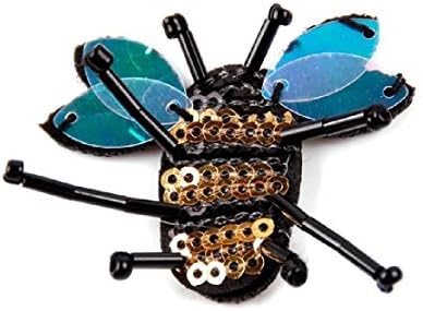 1 Pair Beaded Sequined Swan Honeybee Patches