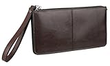 YALUXE Women's Leather Clutch Checkbook Wallet with Wrist Strap Fit iPhone6 Plus / Samsung Galaxy S4 (Gift Box)