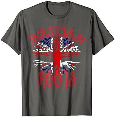 Mens British Roots Tree Union Jack Flag UK T Shirt XL Asphalt