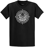 Joe's USA Koloa(TM) Surf Octopus Logo Mens Heavy Cotton T-Shirt-Black/w-XL