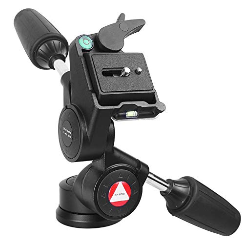Tripod Pan Head and Tilt Head Professional 3 Way Pan with 1/4-Inch Threaded Quick Release Plate for Tripod, Monopod, Camera Slider, DSLR Camera, Camcorder