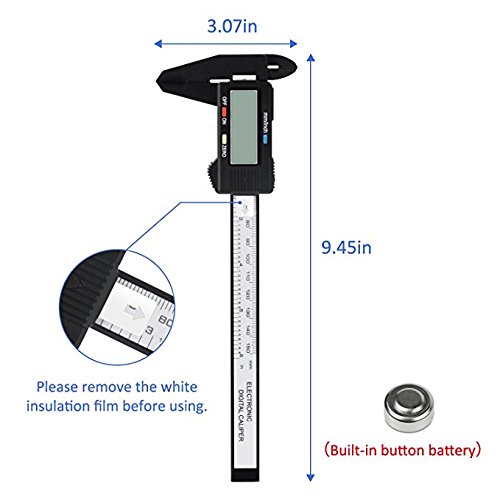 Diagtree 150mm 6inch LCD Digital Electronic Digital Vernier Caliper Carbon Fiber Vernier Caliper Gauge Micrometer Measuring Micrometer - Auto Off Featured Measuring Tool