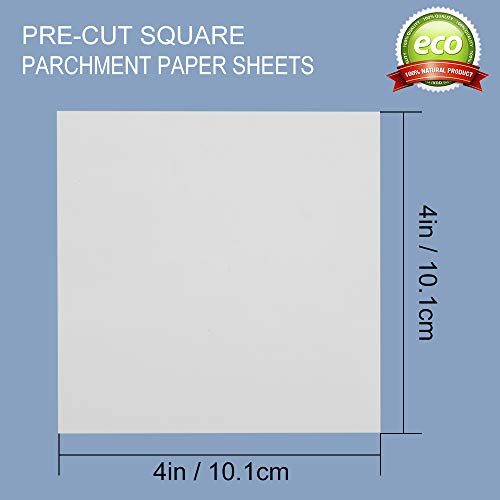 Parchment Paper Squares, 4x4 Inch, Set of 300, Small Hamburger Patty