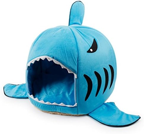 Grey Shark Bed for Small Cat Dog Cave Bed Removable Cushion