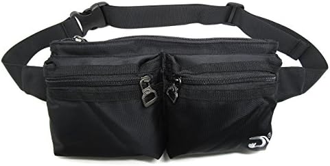 Naoki Outdoor Sports Travel Water Resistant Multi Purpose Nylon Waist Fanny Pack Black