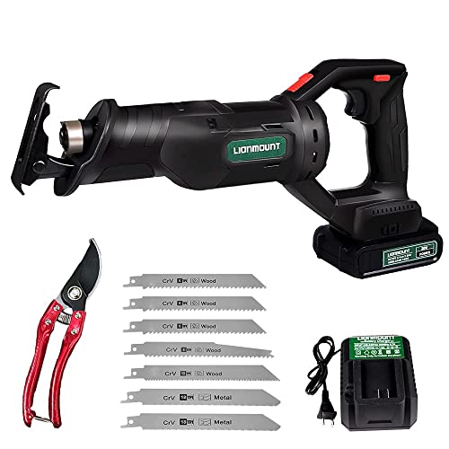 Cordless Reciprocating Saw, Lionmount Brushless Sawzall w/ 20V 2.0Ah