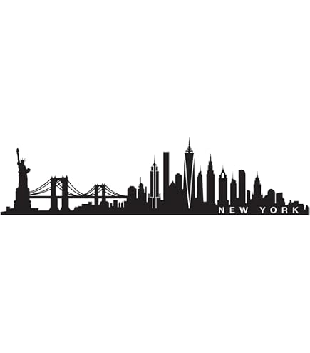 FGD New York City Skyline Vinyl Wall Decal – 20 X 43 Inches – Removable & Self-Adhesive