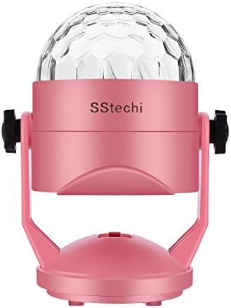 Stage Lights,SStechi Micro USB Port Stage Lights Sound Actived Auto 7 Color Changes RGB Rotating Stage Lighting with 3 x AA Battery Operated ( Not Included)for KTV Xmas Party Wedding Show (Pink)