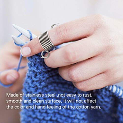 4 Piece Knitting Thimble 2 Size Metal Yarn Guide Knitting Thimble for Knitting Crafts Accessories Tool Thimble Finger Ring（17MM,19MM） - Thumbnail 7