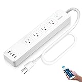 WiFi Smart Power Strip Socket AISIRER Surge Protector Outlet 4 USB Charging Ports and 4 Smart AC Plugs, APP Remote Control, Voice Controlled by Alexa Echo Dot and Google Home, 6ft Extension Cord