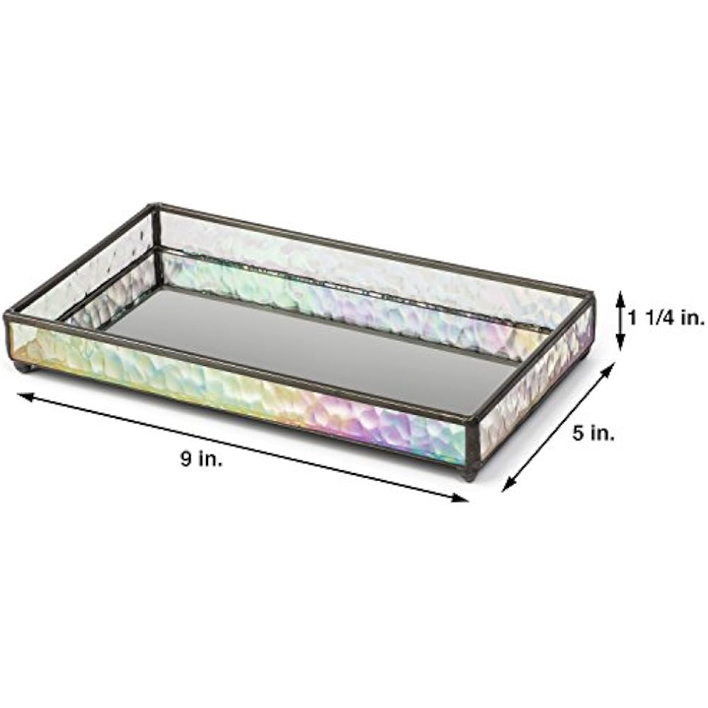 Decorative Trays Glass Mirrored Bottom Bathroom Vanity Makeup Organizer