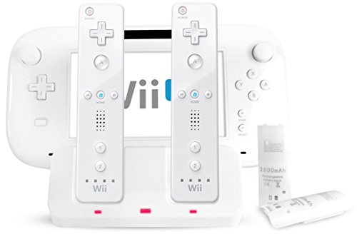 Fonem8 White Dual Charging Dock Usb Sync Station For Wii U With 2 Batteries