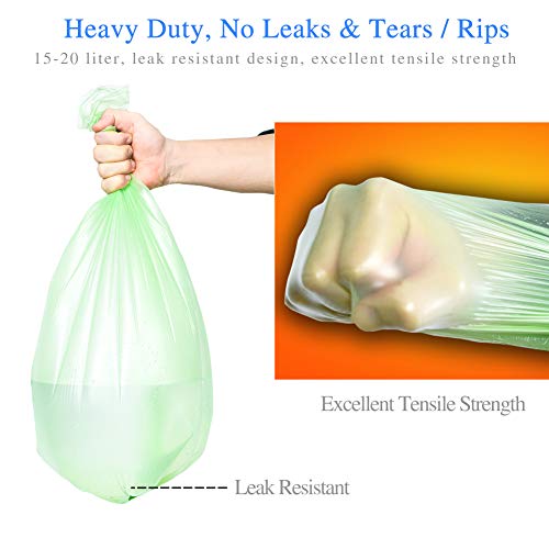 4 Gallon Small Trash Bags Biodegradable 60 Count, Compostable Trash Bags with Strong Tear & Leak Resistant, Recycling Eco-Friendly Garbage Bags for Office Bathroom Diaper Kitchen Car - Thumbnail 3