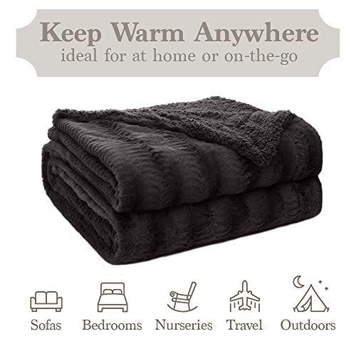 The Connecticut Home Company Throw Blanket, Soft Plush Reversible Faux