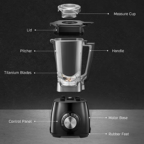 AICOOK Blender, Professional Countertop Blender 72oz Dishwasher Safe