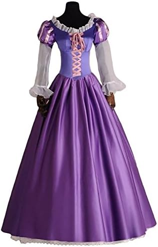 Princess Costume For Women Adult Halloween Party Deluxe Purple Cosplay Dress (M)