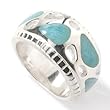 Sterling silver larimar pebble ring