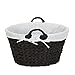 Household Essentials Round Wicker Laundry Basket with Handles, Whimsical Water Hyacinth Basket, Supportive Metal Frame, Removable Polyester Liner, Handwoven, Well-Structured and Versatile, Brown