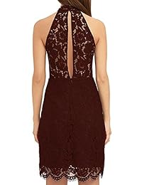 Zalalus vestido de encaje con cuello alto, para cócteles u ocasiones especiales, para mujer