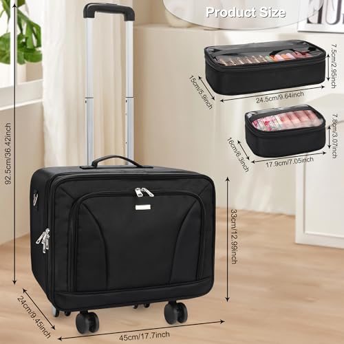 Relavel Makeup Case with 4 Removable 360 Degree Swivel Castors, Professional 3-Layer Organizer (Ideal for Makeup Artist and Hairdresser)