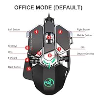 elegantstunning Wired Gaming Mouse Adjustable DPI 9Key J600 Macro Definition Programmable Wired Mouse Gamer Mice Breathing Light for Computer Laptop PC PU=BG Black