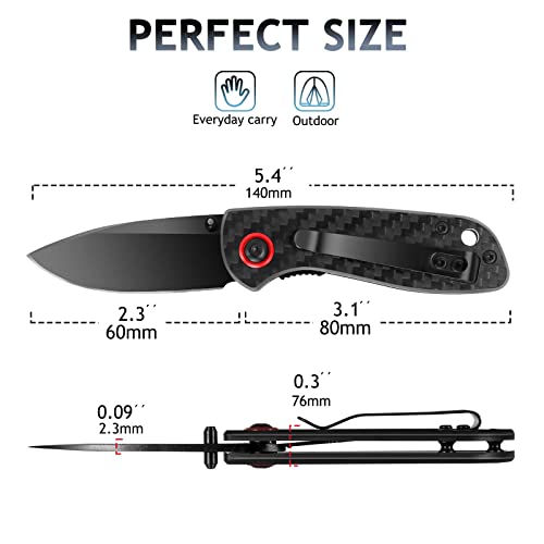 LAURISILVA Folding Knife,Pocket Knife with Carbon Fiber Handle, D2