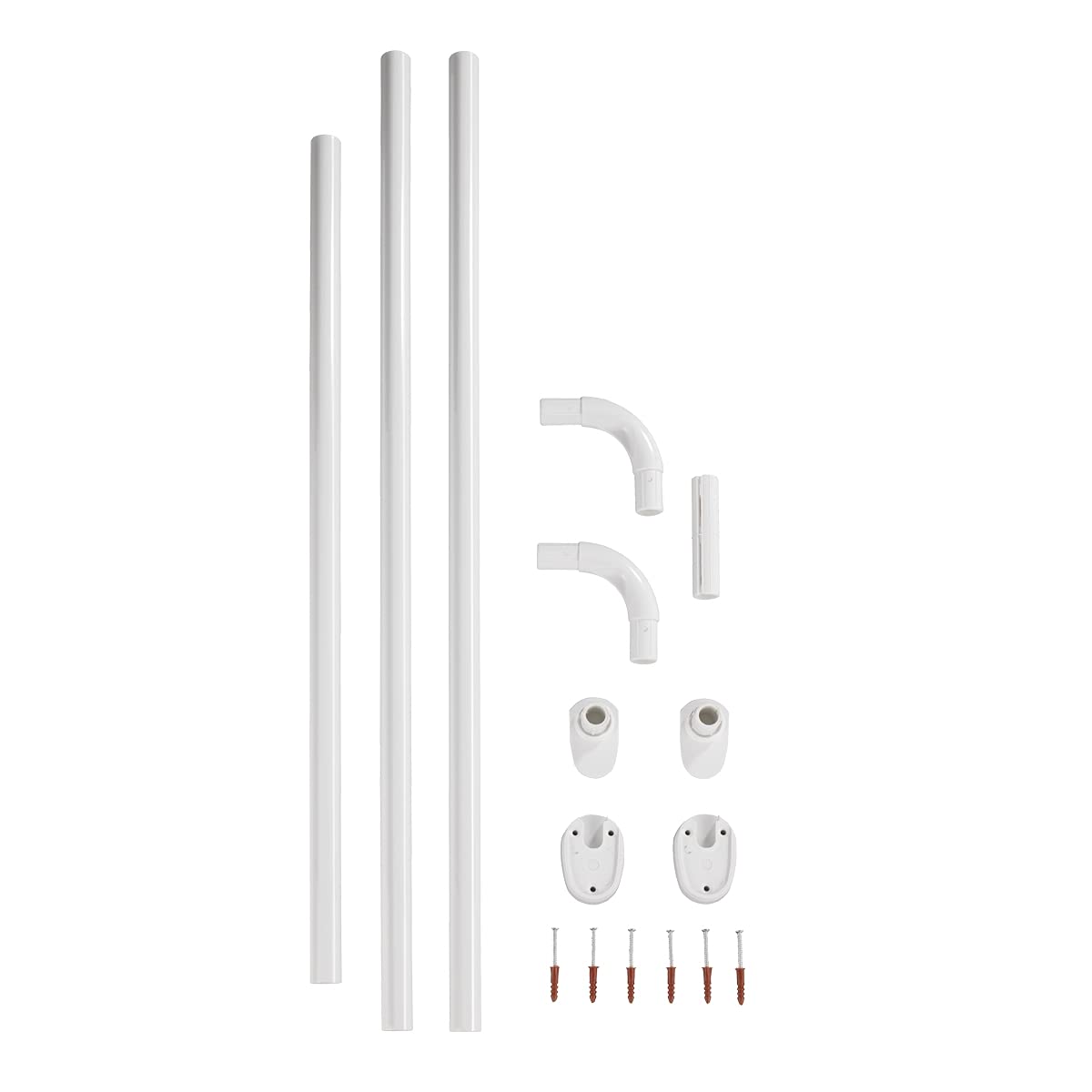 WENKO 19216100 Bracket rod Universal Extra Strong White - Ø 2,5 cm, can be combined in shape and length, Aluminium, 2.5 x 2.5 cm, White