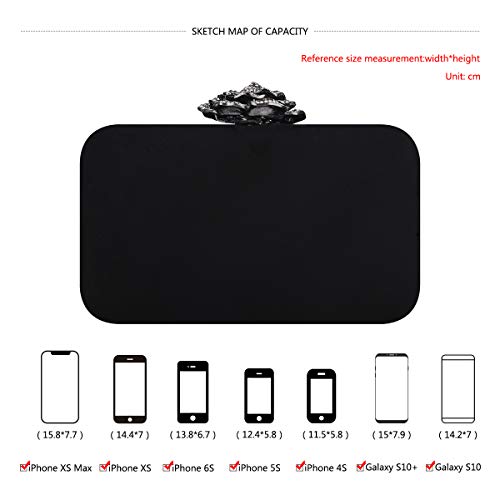Fawziya Crystal Rose Cocktail Purses For Women Burgundy Velvet Clutch-Black