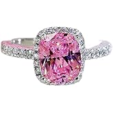 KUYIUIF Ring 18k White Gold Pink Austria Crystal Rings Sterling Silver for Women Crystal Lady Bridal Wedding Engagementdal Wedding Engagement