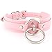 Handmade Womens Double O Ring Faux Leather Choker Collar (Pink with silver alloy)
