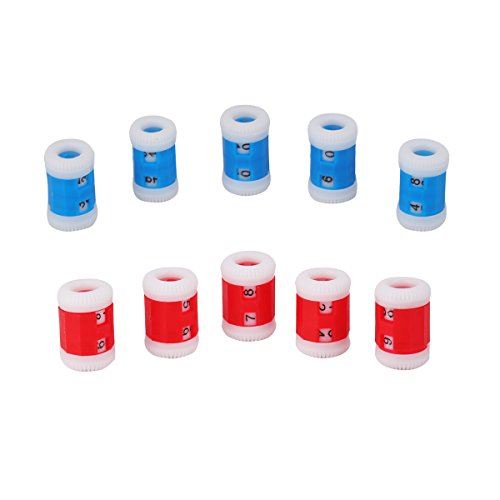Plastic Knit Counter Knitting Crochet Stitch Marker Row Counter - 5 Large Size and 5 Small Size - Blue and Red - Thumbnail 5