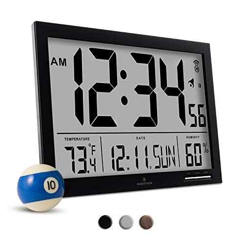 MARATHON CL030062BK SlimJumbo Atomic Digital Wall Clock with