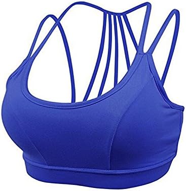 Women's Sexy Strappys Running Yoga Sports Bra (S, Dark blue)