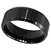 Tungsten Wedding Band Ring For Men & Women, Brushed Matte Black Engagement Ring Finish w/ Beveled Polished Edge - Durable and Comfortable 8mm Width Ring