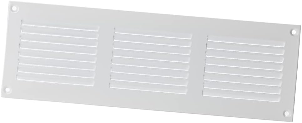 EUROPLAST 300x100mm White Metal Air Vent Grille Cover with Insect Mesh