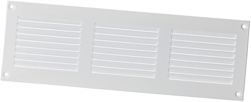 EUROPLAST 300x100mm White Metal Air Vent Grille Cover with Insect Mesh