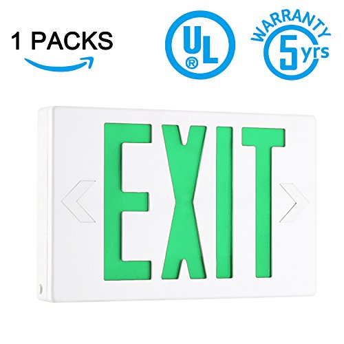 SPECTSUN Led Exit Sign with Arrow, Green Exit Light&Double Sided Exit Sign - 1 Pack, Illuminating Exit Sign Led/Exit Light Green/Fire Exit Sign Light/Photoluminescent Exit Sign Bulb/Exit Led Light