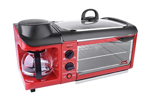 Elite EBK-1782R Maxi-Matic 3-in-1 Deluxe Breakfast Station, Red