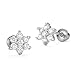 925 Sterling Silver Rhodium Plated Flower Cubic Zirconia Screwback Baby Girls Earrings
