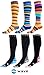 Compression Socks (1 pair) for Women & Men by Wave - Best For Running, Athletic Sports, Crossfit, Flight Travel, Maternity Pregnancy, Nursing (Black & Blue, L-XL)