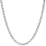2mm thick solid sterling silver 925 stamped Italian designer BELCHER rolo cable round link marine chain necklace chocker bracelet anklet with spring ring clasp jewellery jewelry - Available in lengths: inch 6