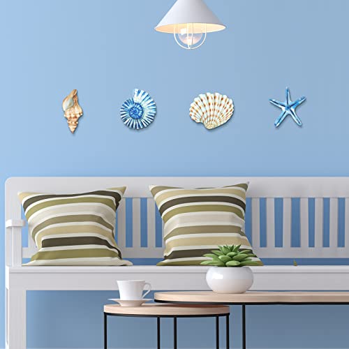 Yookeer 4 Pieces Beach Wall Decor Beach Themed Bathroom Decor Seashell