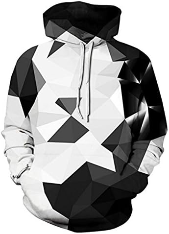 Unisex Realistic 3D Print Galaxy Pullover Hoodie Hooded Sweatshirt(Small/Medium, Geometry Grey)