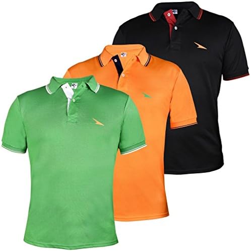 PRO Lapes Men's Micropoly Tipping Polo T-Shirt Pack Of 3 Medium Multi-Coloured