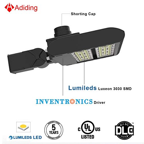 Adiding LED Parking Lot Lighting 150 Watt Street Area Shoebox Pole Light with Photocell Sensor Slip-Fitter Mountings 130Lm/W Daylight 19500LM 5700K Bright White IP66 UL DLC Listed